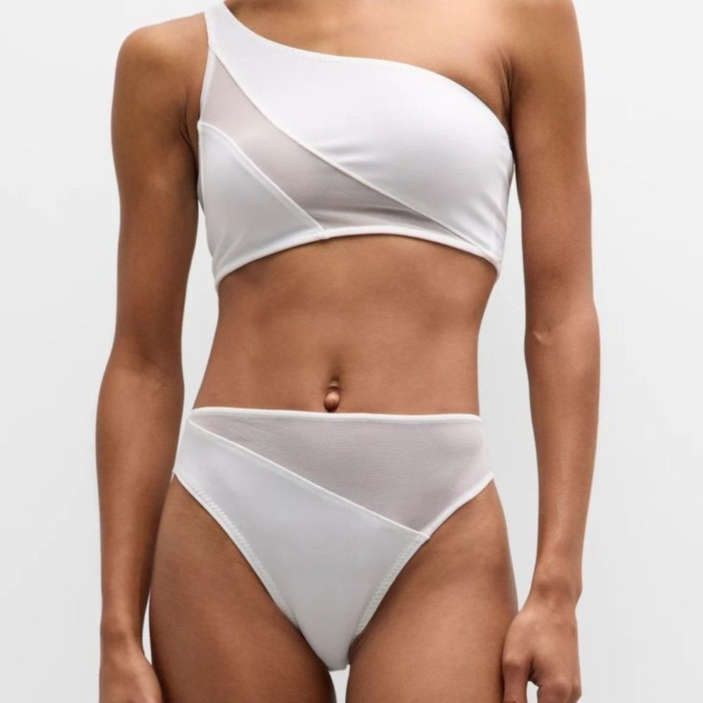 Norma Kamali White Asymmetrical Bikini